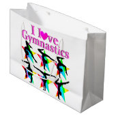 まばゆいピンクIは体操デザイン ラージペーパーバッグ (正面アングル)