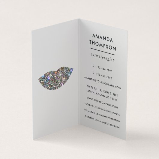 まばゆいフェイクグリッターリップメイクアップアーティストビジネス 名刺 (内部)
