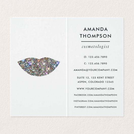 まばゆいフェイクグリッターリップメイクアップアーティストビジネス 名刺 (内部フラット)