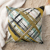 まばゆい幾何学模様のブラック＆ゴールドスローピロー クッション (ブランケット)