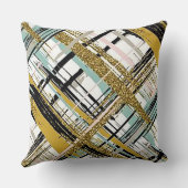 まばゆい幾何学模様のブラック＆ゴールドスローピロー クッション (裏面)