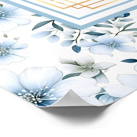 まばゆい水彩埃っぽい青い金ゴールドシーティングチャート ポスター (角)