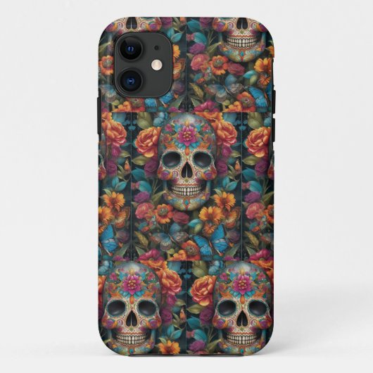 まばゆい砂糖スカルアート:死んだ喜びの日 Case-Mate iPhoneケース (裏面)