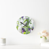 まばゆい紫の花を自然。 ラウンド壁時計 (ホーム)