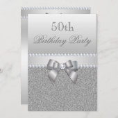 まばゆい銀の誕生日パーティー 招待状 (正面/裏面)