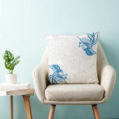 まばゆい青の鳥と花柄の枕 クッション (椅子)