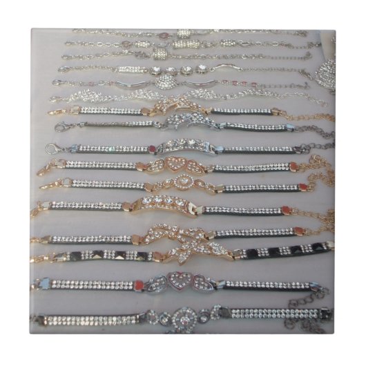 まばゆい飾ダイヤモンドチェーンアートワークジュエリー タイル (正面)