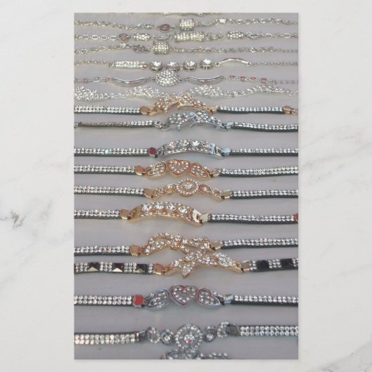 まばゆい飾ダイヤモンドチェーンアートワークジュエリー 便箋 (正面)