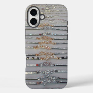 まばゆい飾ダイヤモンドチェーンアートワークジュエリー iPhone 16 PLUSケース
