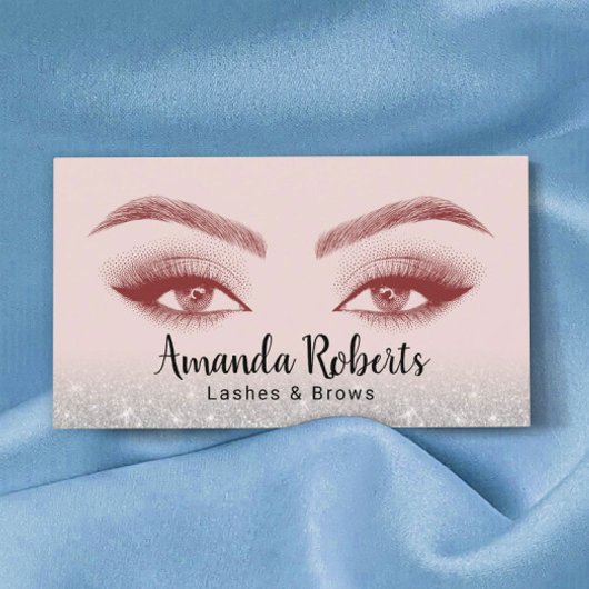 まばゆとブロウズマイクロブレーディングピンク&シルバーグリッター 名刺