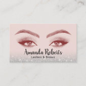 まばゆとブロウズマイクロブレーディングピンク&シルバーグリッター 名刺 (正面)