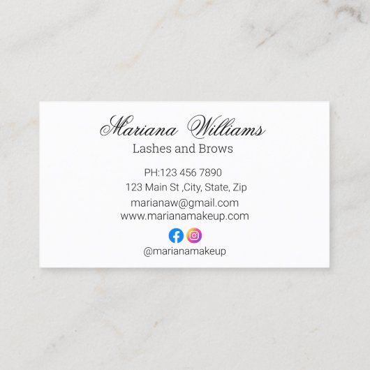 まばゆと眉のメイクアップアーティストの白黒 名刺 (裏面)