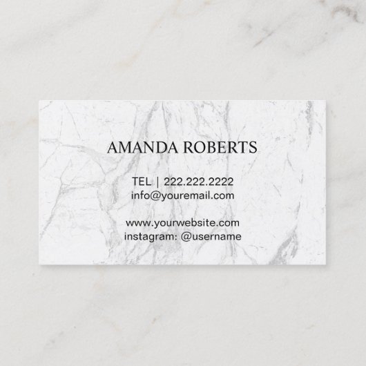 まばゆと眉の白い大理石メイクアップアーティスト 名刺 (裏面)