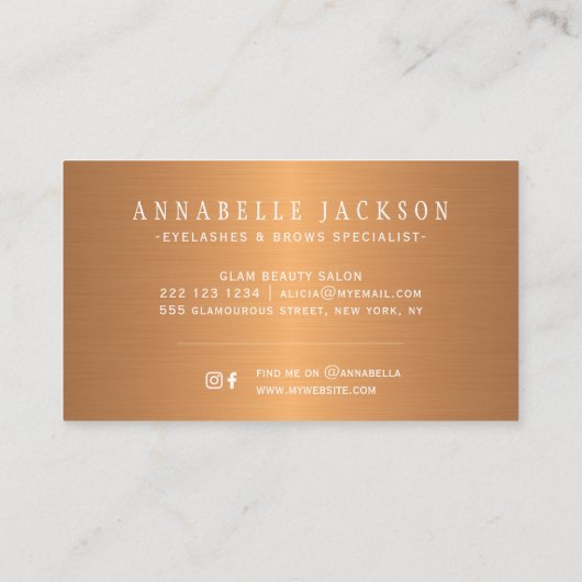 まばゆと眉サービスglam金ゴールド金属サロン 名刺 (裏面)