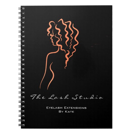 まばゆみ目メイクアップスパヘアアーティストコーラルネームロゴ ノートブック (正面)