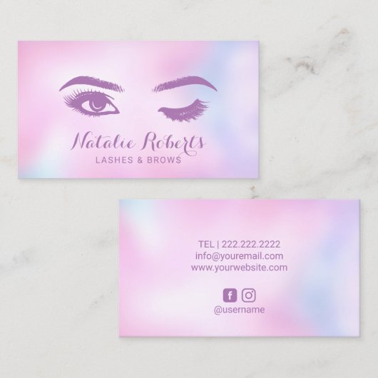 まばゆみ眉メイクアップアーティストウォーターカラーピンクサロン 名刺 (正面/裏面)