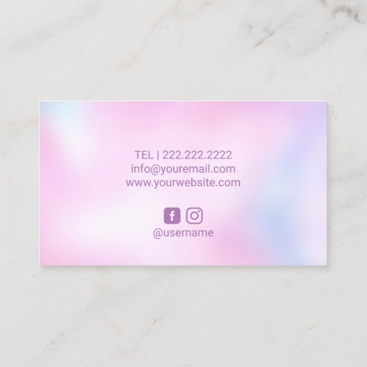 まばゆみ眉メイクアップアーティストウォーターカラーピンクサロン 名刺 (裏面)