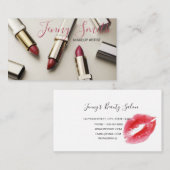 まばゆみ眉メイクアップアーティスト赤面ピンク水彩 名刺 (正面/裏面)