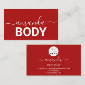 まばゆみ眉メイクアップロゴミニマリズム赤 名刺 (正面/裏面)