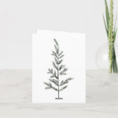 まばらな小枝ツリー赤いオーナメントメリークリスマス シーズンカード (裏面)