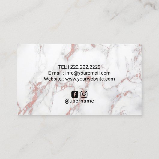 まばらメイクアップ閉じた目サロンバラ金ゴールド大理石 名刺 (裏面)