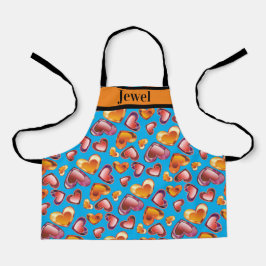 まぶしいカスタムフォイルグラデーション宝石ハート子供 エプロン