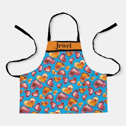 まぶしいカスタムフォイルグラデーション宝石ハート子供 エプロン (正面)