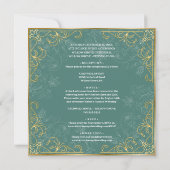 まぶしいグリーンと金ゴールド結婚式招待状 招待状 (裏面)