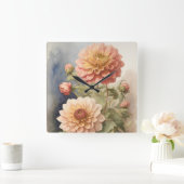 まぶしいダリア スクエア壁時計 (ホーム)