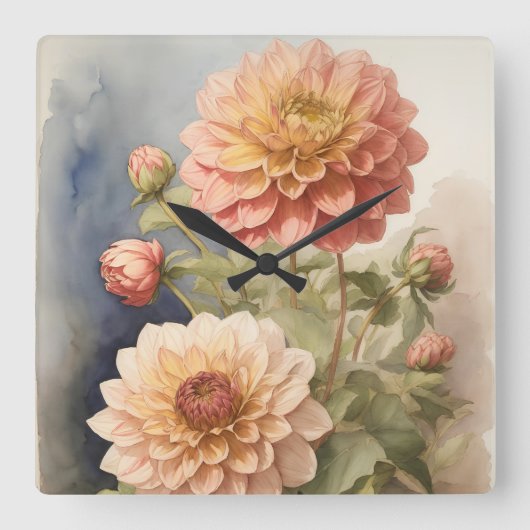 まぶしいダリア スクエア壁時計 (正面)