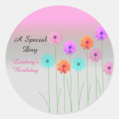 まぶしいデイジーパーソナライズされた誕生日 ラウンドシール (正面)