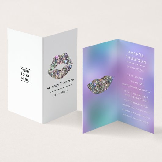 まぶしいフェイクグリッター唇メイクアップアーティスト 名刺 (内部&外部)
