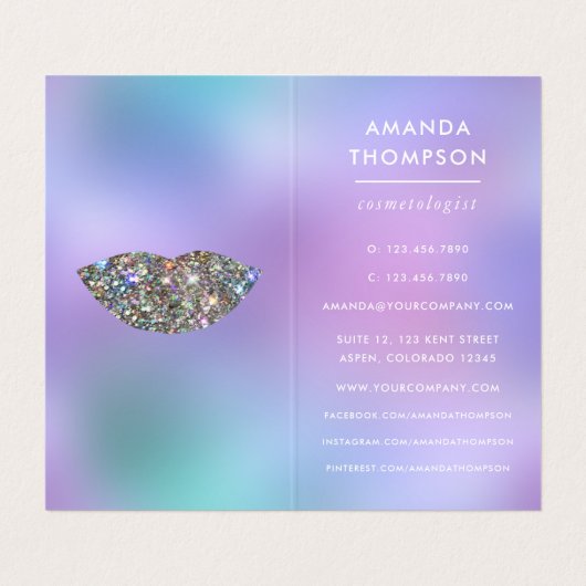 まぶしいフェイクグリッター唇メイクアップアーティスト 名刺 (内部フラット)