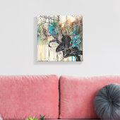 "まぶしいブラック開花" 10" x10" キャンバスプリント (インサイチュ (リビング))