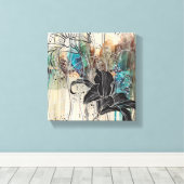 "まぶしいブラック開花" 10" x10" キャンバスプリント (インサイチュ (ウッドフロア))