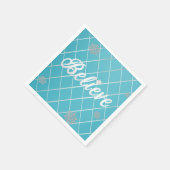 まぶしい信じライトブルーとシルバー市松模様に スタンダードカクテルナプキン (角)