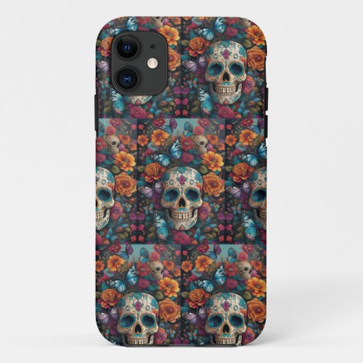 まぶしい砂糖スカルアート：死んだパターンの日 Case-Mate iPhoneケース (裏面)