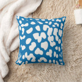 まぶしい青と白ヒョウのプリント装飾用クッション クッション (ブランケット)