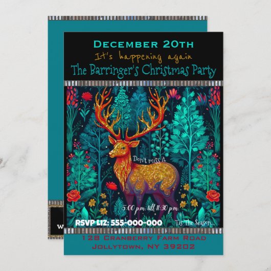 まぶしい鹿の年間クリスマスパーティー 招待状 (正面/裏面)