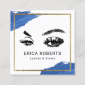 まぶしブローズメイクアップアーティスト海軍ブラシストロークサロン スクエア名刺 (正面)