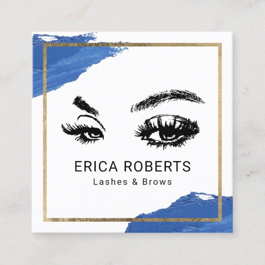 まぶしブローズメイクアップアーティスト海軍ブラシストロークサロン スクエア名刺 (正面)