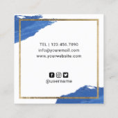 まぶしブローズメイクアップアーティスト海軍ブラシストロークサロン スクエア名刺 (裏面)