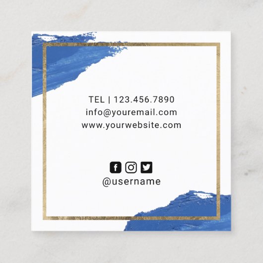 まぶしブローズメイクアップアーティスト海軍ブラシストロークサロン スクエア名刺 (裏面)