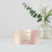 まぶし眉メイクアップロゴソーシャルバラ金ゴールド 名刺 (スタンド正面)