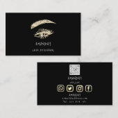 まぶし眉メイクアップロゴソーシャル・ブラック金ゴールド 名刺 (正面/裏面)