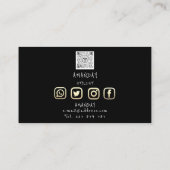 まぶし眉メイクアップロゴソーシャル・ブラック金ゴールド 名刺 (裏面)