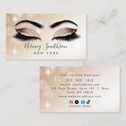 まぶし眉メイクアップ赤面ピンク水彩B 名刺 (正面/裏面)