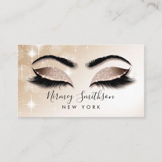 まぶし眉メイクアップ赤面ピンク水彩B 名刺 (正面)