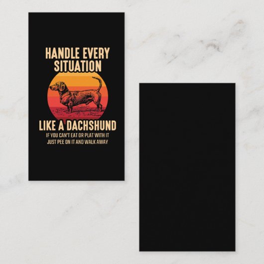 まるでダックシュント風の皮肉なウィーナー犬のオーナー 名刺 (正面/裏面)