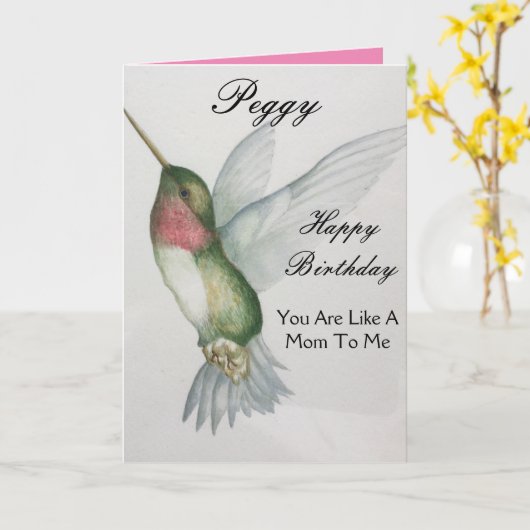 まるで母誕生日ハミングバードのグリーティングカード カード (黄色い花)